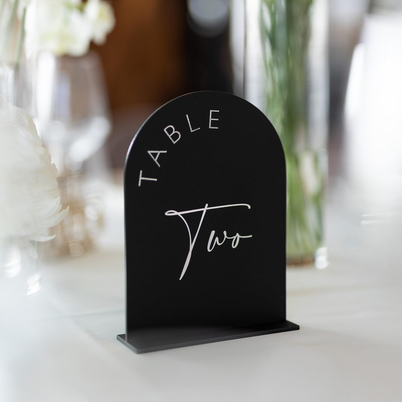 Black Arched Wedding Table Numbers With Stands 1-10, 5X7 Inch Black Acrylic Arch Sign With Holder, Table Number 1-10, 5''X7'')